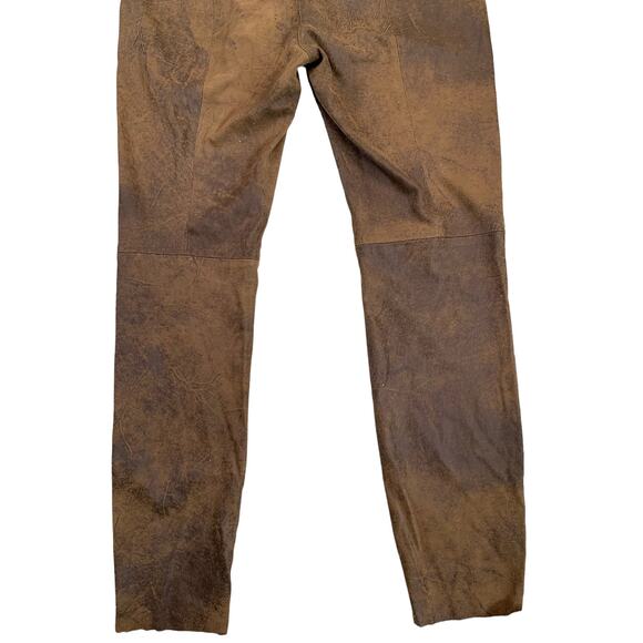 PHILOSOPHY Women's Faux Suede Pants Size 6 Straight Leg Mid-Rise Marble Brown - Picture 3 of 9